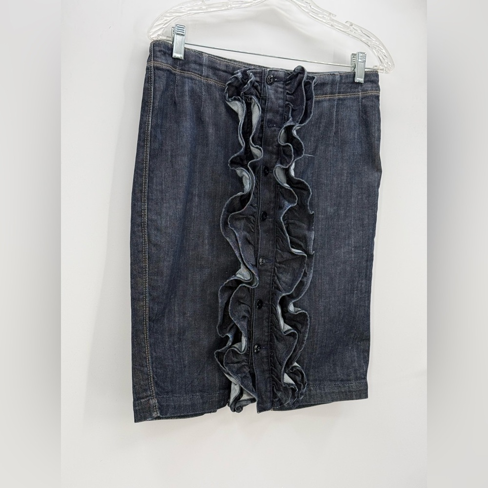 7 For All Mankind Denim Skirt with Ruffle Front Button Detail Size 29 - Picture 6 of 14